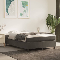 Cama com molas/colchão 140x200 cm veludo cinzento-escuro