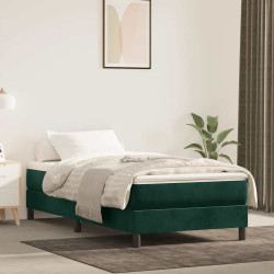 Cama boxspring com colchão 120x200 cm veludo verde-escuro