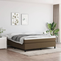 Estrutura de cama com molas 160x200 cm tecido castanho-escuro