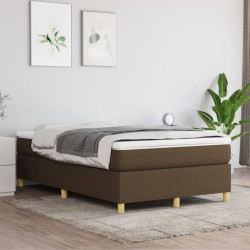 Estrutura de cama com molas 120x200 cm tecido castanho-escuro