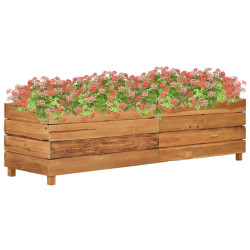 Vaso/floreira 150x40x38 cm madeira de teca reciclada e aço