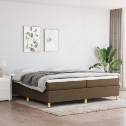Estrutura de cama com molas 200x200 cm tecido castanho-escuro