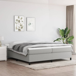 Estrutura de cama com molas 200x200 cm tecido cinzento-claro