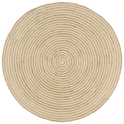 Tapete artesanal em juta com design em espiral branco 90 cm