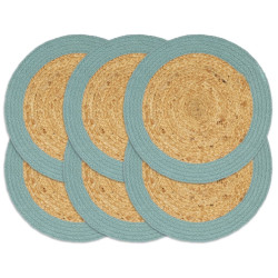 Individuais de mesa 6 pcs juta e algodão 38 cm natural e verde
