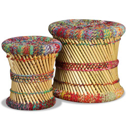 Bancos com detalhes chindi 2 pcs bambu multicor