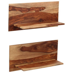 Prateleiras de parede 2 pcs 58x26x20cm madeira acácia maciça