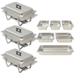 Conjunto de rechauds 3 pcs aço inoxidável