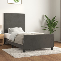 Estrutura de cama sem colchão 90x190 cm veludo cinzento-escuro