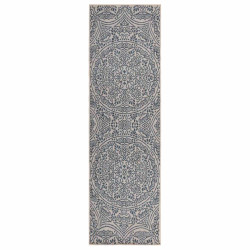 Tapete de tecido plano para exterior 80x250 cm padrão azul