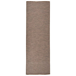 Tapete de tecido plano para exterior 80x250 cm castanho