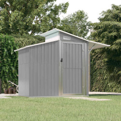 Abrigo de jardim 270x130x208,5 cm aço galvanizado cinzento