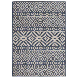 Tapete de tecido plano para exterior 200x280 cm riscas azuis