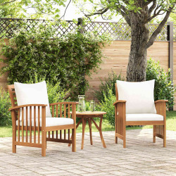 Cadeiras de jardim c/ almofadões 2 pcs madeira acácia