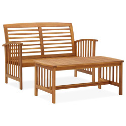 2 Pcs conjunto lounge de jardim madeira de acácia maciça