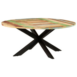 Mesa de jantar redonda 175x75 cm madeira recuperada maciça