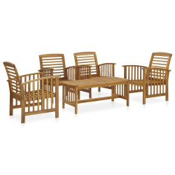 2 Pcs conjunto lounge de jardim madeira de acácia maciça