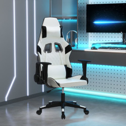 Cadeira gaming couro artificial branco e preto