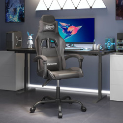 Cadeira gaming couro artificial preto e cinzento