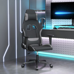 Cadeira de gaming tecido preto e cinzento-claro