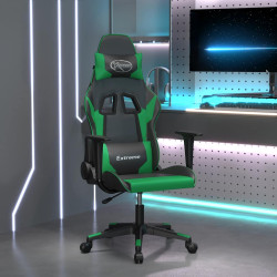 Cadeira gaming couro artificial preto e verde