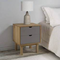 Mesa de cabeceira otta 45x39x57 cm pinho maciço castanho/cinza