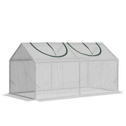 Estufa 119x60x60cm Estufa de Jardim com 2 Janelas Enroláveis para Cultivo de Plantas Verduras Flores Branco Translúcido