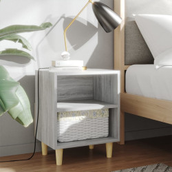 Mesas cabeceira c/ pernas madeira 2pcs 40x30x50 cm sonoma cinza