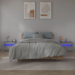 Mesas de cabeceira com leds 2 pcs 60x35x40 cm sonoma cinza