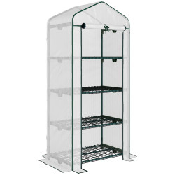 Estufa de Jardim com 4 Prateleiras e Cobertura de PE Estufa de Aço para Cultivo de Plantas Flores 70x50x160cm Branco