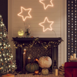 Figura natalícia de estrelas + 48 leds 2pcs 56 cm branco quente
