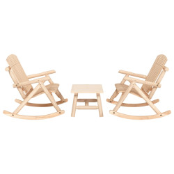 3 Pcs conjunto lounge de jardim madeira de abeto maciça