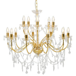 Lustre com 2 patamares 15 x lâmpadas e14 dourado