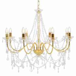 Lustre com contas lâmpadas 8 x e14 dourado