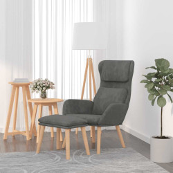 Cadeira de descanso com banco veludo cinzento-escuro