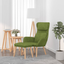 Cadeira de descanso com banco veludo verde-claro