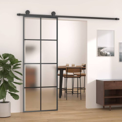 Porta de correr 76x205 cm alumínio e vidro esg preto