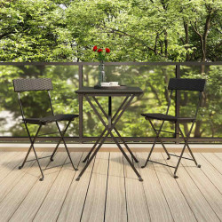 Cadeiras de bistrô dobráveis 2 pcs vime PE e aço preto