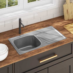 Lava-louças de cozinha com ralo e sifão aço inoxidável