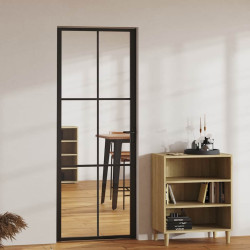 Porta de interior em vidro esg e alumínio 76x201,5 cm preto
