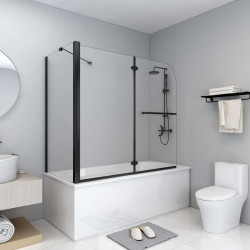 Divisória de chuveiro c/ dobragem dupla esg 120x68x130 cm preto