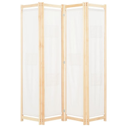 Divisória de quarto com 4 painéis 160x170x4 cm tecido cor creme