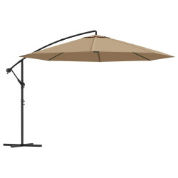 Guarda-sol cantilever c/ poste alumínio 350cm cinza-acastanhado