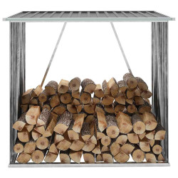 Abrigo p/ arrumação de troncos jardim aço 163x83x154cm cinzento