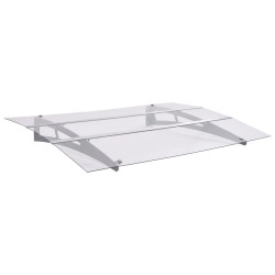Toldo para porta 120x90cm policarbonato prateado e transparente