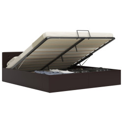 Cama hidráulica c/ arrumação 180x200cm couro artificial cinza