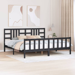 Estrutura de cama com cabeceira 200x200 cm madeira maciça preto