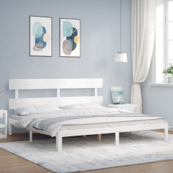 Cama sem colchão 200x200 cm madeira de pinho maciça branco