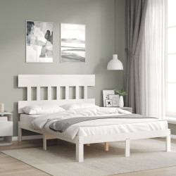 Cama sem colchão 120x200 cm madeira de pinho maciça branco