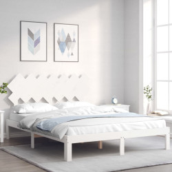 Cama sem colchão 140x190 cm madeira de pinho maciça branco